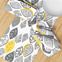 gray retro leaves with yellow touch vertical on white