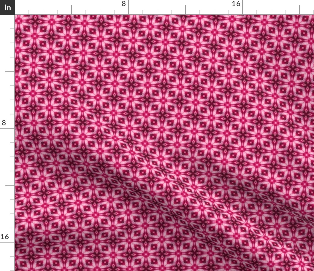 18-02g Floral Geometric Batik Hot Pink White _ Miss Chiff Designs 