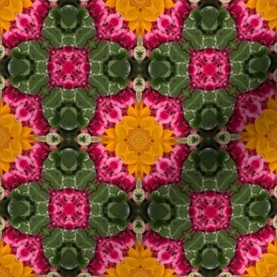 18-02e Kelly Green Hot Pink Sunflower Yellow Abstract Floral  Geometric _ Miss Chiff Designs 