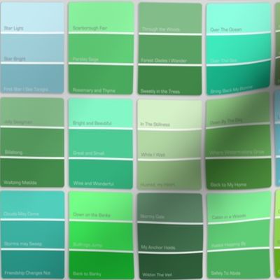 paint chips with names - green