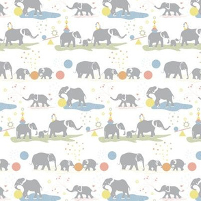 Playing elephants textile scale