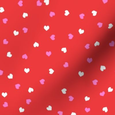 valentines confetti hearts fabric - valentines day fabric, hearts fabric, sweet girls fabric, cute girls fabric - bright red and white