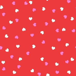 valentines confetti hearts fabric - valentines day fabric, hearts fabric, sweet girls fabric, cute girls fabric - bright red and white