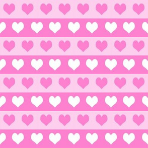1" valentines heart stripes fabric, heart fabric, stripes fabric, valentines fabric, love fabric, hearts fabrics -  bubblegum and pastel