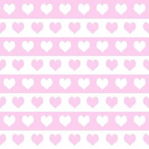 1" valentines heart stripes fabric, heart fabric, stripes fabric, valentines fabric, love fabric, hearts fabrics -  pastel pink