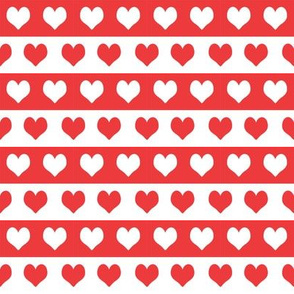 1" valentines heart stripes fabric, heart fabric, stripes fabric, valentines fabric, love fabric, hearts fabrics -  bright red