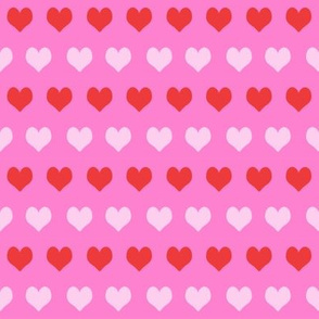 1" valentines heart stripes fabric, heart fabric, stripes fabric, valentines fabric, love fabric, hearts fabrics -  hearts in rows