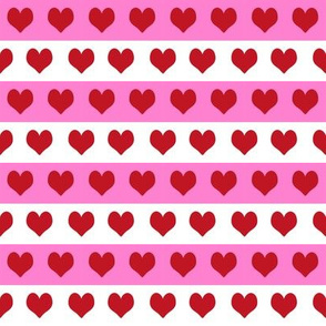 1" valentines heart stripes fabric, heart fabric, stripes fabric, valentines fabric, love fabric, hearts fabrics - cherry and bubblegum