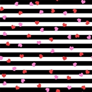 valentines heart stripes, heart fabric, valentines day fabric, valentines fabric, sweet girls fabric, -  black stripe
