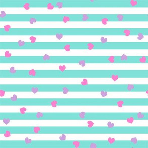 valentines heart stripes, heart fabric, valentines day fabric, valentines fabric, sweet girls fabric, -  pink and purple hearts
