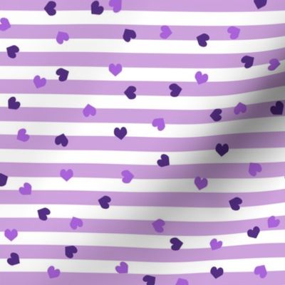 valentines heart stripes, heart fabric, valentines day fabric, valentines fabric, sweet girls fabric, - dark  violet hearts