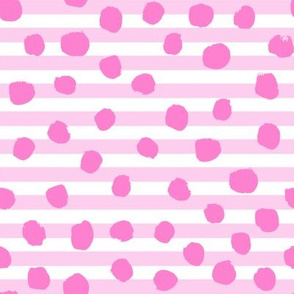 valentines dot stripe - dots, dot, stripe, stripes, valentines day fabric, - bubblegum and pastel pink