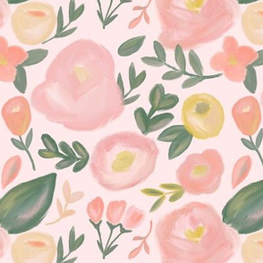 Peach Abstract Florals  on blush