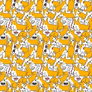 Cute funny adorable Corgi dogs pattern design.
