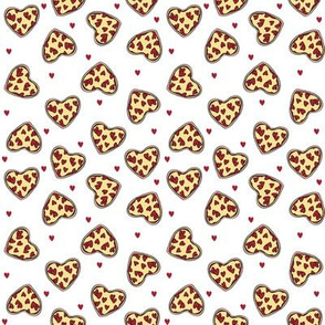 SMALL - pizza heart fabric - valentines day, valentines fabric, pizza fabric, food fabric, food lover fabric - cute fabric - white