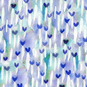 watercolor hearts small blue