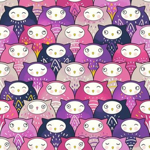 Find a cat in a parliament of owls (pink)