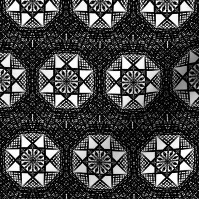 Fishnet Patchwork Stars in Black and White - Small Scale