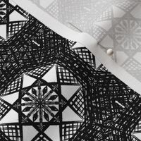 Fishnet Patchwork Stars in Black and White - Small Scale