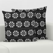 Fishnet Patchwork Stars in Black and White- Medium Scale