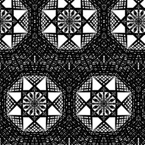 Fishnet Patchwork Stars in Black and White- Medium Scale