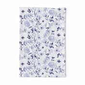 Washed out indigo floral print - Indigo and white blue and white floral Indigo flowers