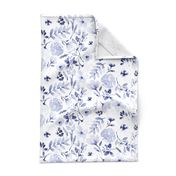 Washed out indigo floral print - Indigo and white blue and white floral Indigo flowers