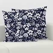 Watercolor floral indigo flowers womens apparel baby bedding nursery homewares