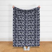 Watercolor floral indigo flowers womens apparel baby bedding nursery homewares