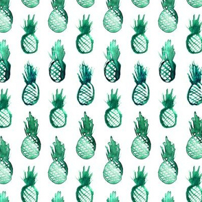 Emerald watercolor pineapples 