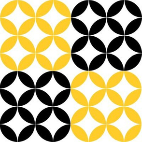 Diamond Circles in Black White and Yellow