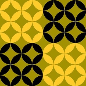 Diamond Circles in Black Green and Yellow