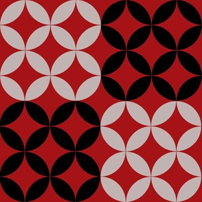 Diamond Circles in Black Red and Gray