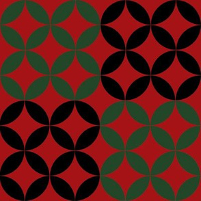 Christmas Diamond Circles in Black Green and Red