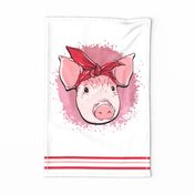 Pink Pig Tea Towel