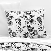 Protea Black and White