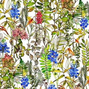 Watercolor print of meadow bluebonnet wildflowers