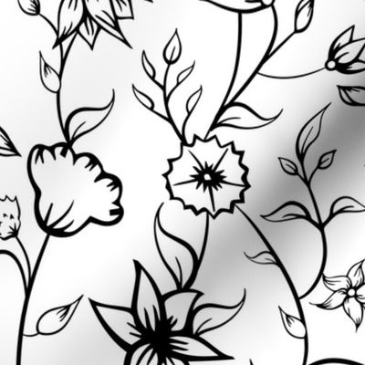 Indian Floral Ornaments in black and white.