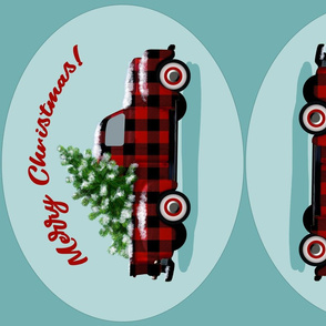 Red Plaid Truck Oval Cut and Sew Kit