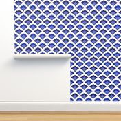 classic blue and white  scallop wallpaper