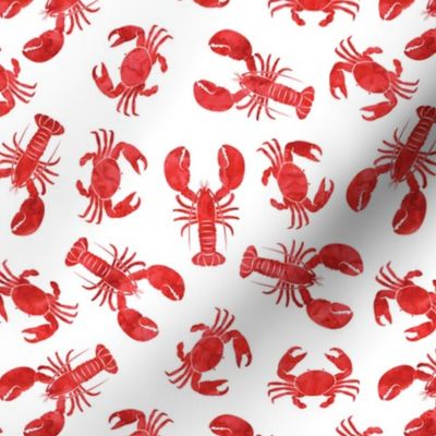 lobsters and crabs (dark red)