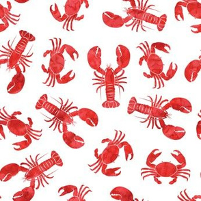 lobsters and crabs (dark red)