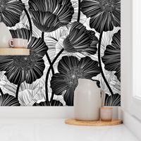 Undulating Floral Large Scale Wallpaper