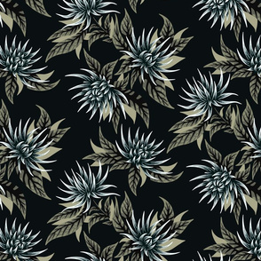 Chrysanthemums - Khaki / Black