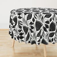 Large scale black floral design