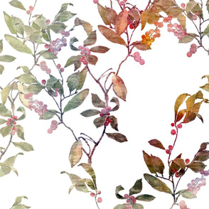 Large watercolor of a winter berry branch