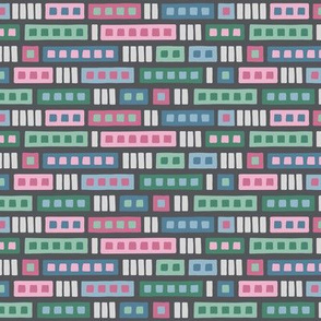 Rectangle Medley in Green, Pink & Blue