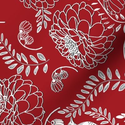 Chinoiserie Red Floral Railroaded