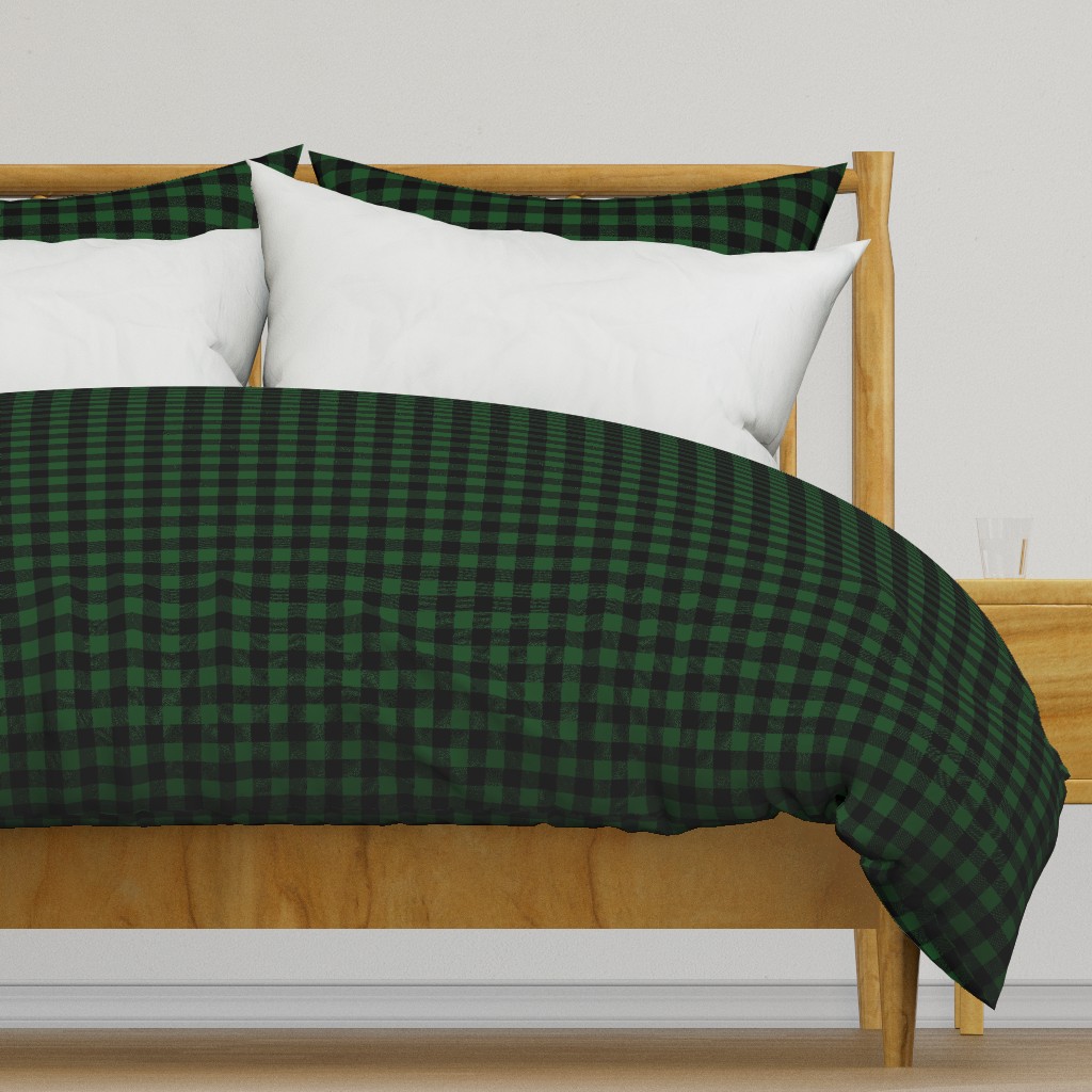 Mini Forest Green and Black Rustic Cowboy Cabin Buffalo Check