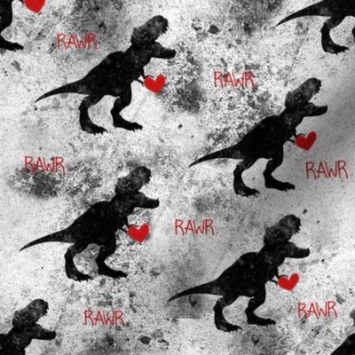 Grunge Dinosaurs Valentines Hearts RAWR